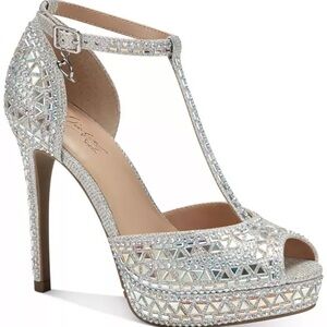 BRAND NEW - THALIA SODI - CHACE EMBELLISHED PLATFORM PUMP SILVER BLING - 8.5